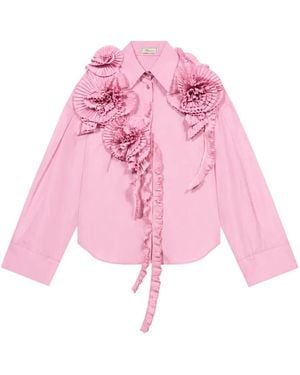 Blumarine Rose-Embellished Shirt - Pink