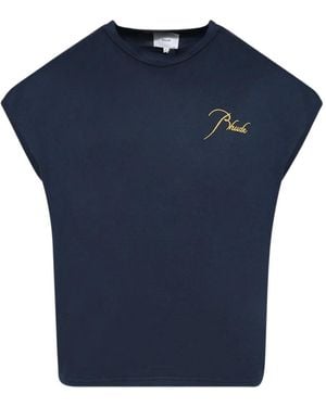 Rhude T-Shirt mit Logo-Stickerei - Blau