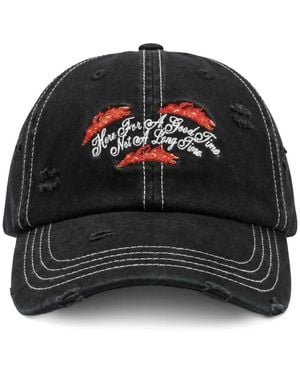 PAS DE MER Good Time Embroidered Cotton Baseball Cap - Black