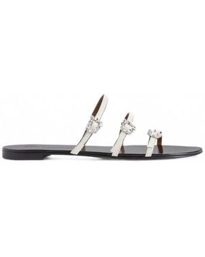 Giuseppe Zanotti Himari Crystal-Embellished Leather Sandals - White