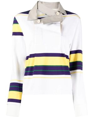 Kolor Deconstructed Collar Striped Sweatshirt - White