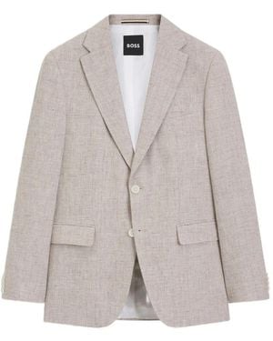 BOSS Marl-Effect Single-Breasted Blazer - Grey