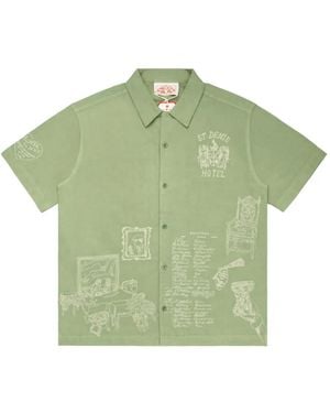 Samuel Zelig Hotel Graphic-Print Short-Sleeve Shirt - Green