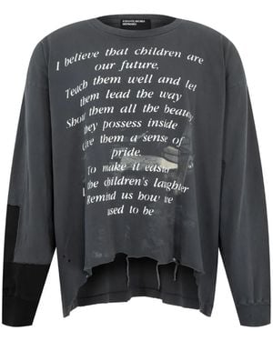 Enfants Riches Deprimes The Greatest Love Of All Distressed Slogan-Print T-Shirt - Grey