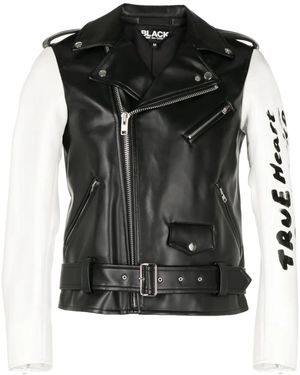 COMME DES GARÇON BLACK Contrasting-Sleeves Biker Jacket - Black