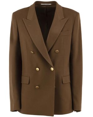 Tagliatore Double-Breasted Peak-Lapel Suit Jacket - Brown
