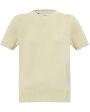 Ferragamo Short-Sleeve Cashmere Sweater - White