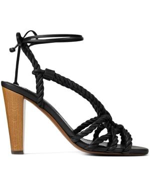 Ralph Lauren Rope Caged Lambskin Sandals - Black