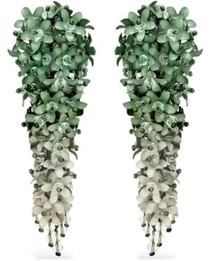 Oscar de la Renta Cascading Flower Drop Earrings - Green