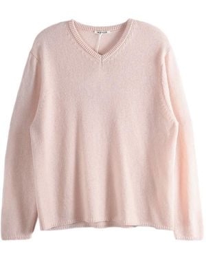 AURALEE V-Neck Cashmere Jumper - Pink