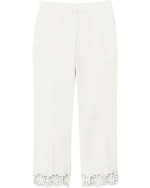 Twinset Cropped Lace-Trim Trousers - White