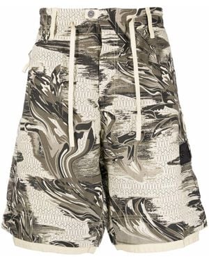 Stone Island Shadow Project Marbled-Print Bermuda Shorts - Multicolour