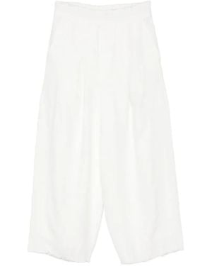 Osklen Pleated Frayed-Hem Linen Trousers - White