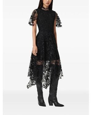 AllSaints Robe Mi-Longue Saege En Dentelle - Black