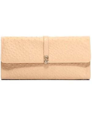 Loulou de Saison Mohini Ostrich-Effect Leather Clutch Bag - Natural