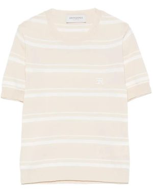 ERMANNO FIRENZE Striped Short-Sleeve T-Shirt - White