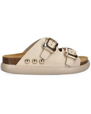 Scholl Flora Studded Flat Sandals - White