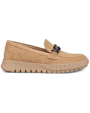 Geox Flextride Chain-Link Suede Loafers - Natural
