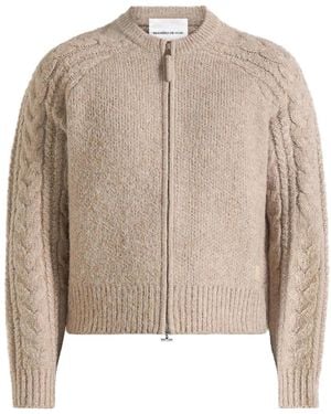 Manière De Voir Gaby Zip-Fastening Speckled Cable-Knit Cardigan - Natural