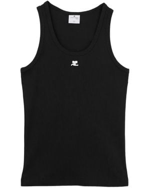 Courreges Ribbed-Knit Vest Top - Schwarz