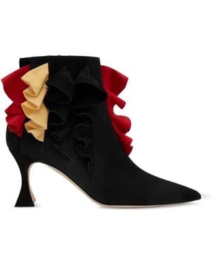 Manolo Blahnik Bottines À Volants - Black