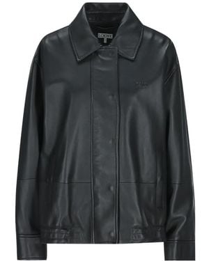 Loewe Logo-Embossed Leather Jacket - Black