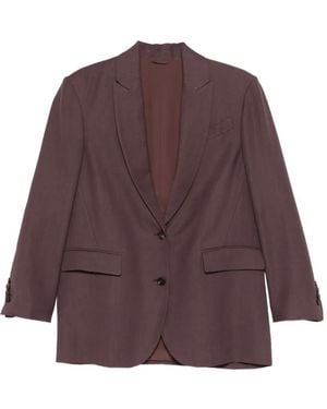 Brunello Cucinelli Single-Breasted Blazer Jacket - Purple