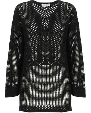 MC2 Saint Barth Alicia Crochet-Knit Mini Beach Dress - Black