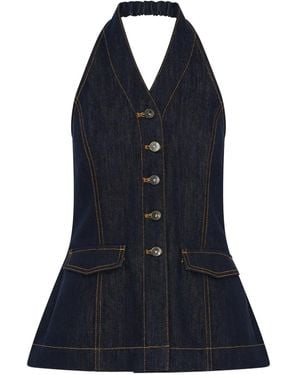 Anna Quan Top Rhea Con Botones - Azul