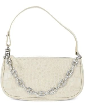 BY FAR Mini Crocodile-Effect Leather Shoulder-Bag - White
