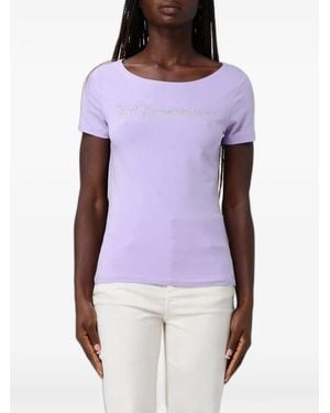 EA7 Sequin-Logo T-Shirt - Purple