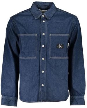 Calvin Klein Logo-Patch Denim Jacket - Blue