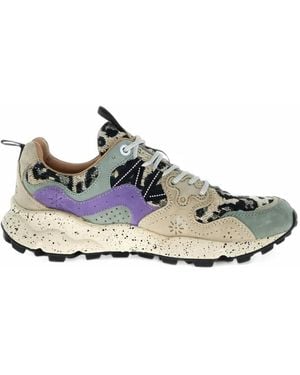 Flower Mountain Yamano 3 Leopard-Print Panelled Trainers - White