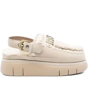 Mou Bounce Slingback Platform Mules - Natural
