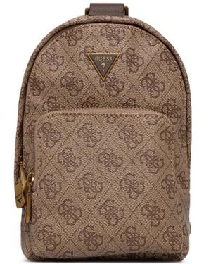 Guess Monogram-Print Backpack - Brown
