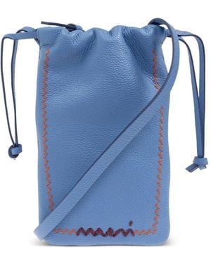Marni Leren Crossbodytas - Blauw