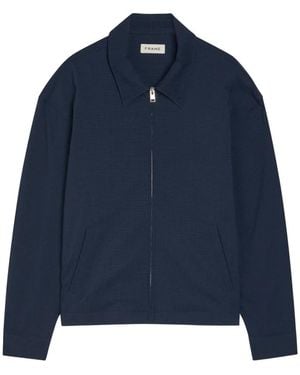FRAME Seersucker Zip-Up Jacket - Blue