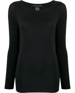 Majestic Filatures Boat Neck Stretch Top - Black