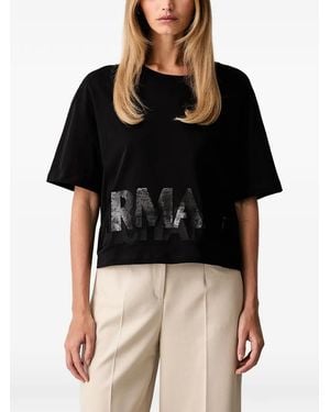 ARMANI EXCHANGE Sequin-Logo T-Shirt - Black