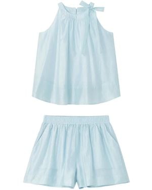 B+ AB Bow-Detail Sleeveless Blouse And Shorts Set - Blue