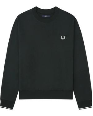 Fred Perry Sweatshirt mit Rundhalsausschnitt - Schwarz