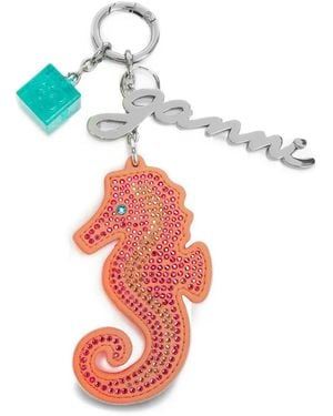 Ganni Seahorse Charm Keyring - White
