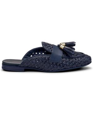 Frau Mules Planos Con Borla - Azul
