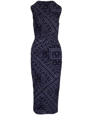 Veronica Beard Vestido Midi Sylviani Fruncido Con Estampado De Cachemira - Azul