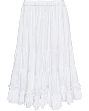 Comme des Garçons Teiban Ruffled Cotton Midi Skirt - White