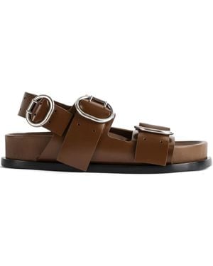 Jil Sander Sandalias de piel con doble hebilla - Marrón