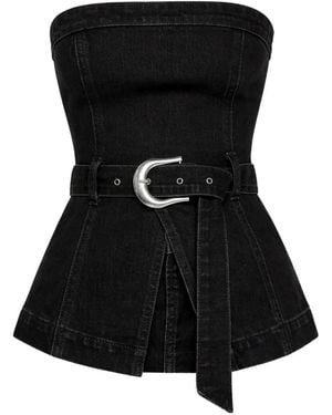 Reformation Collins Jeansoberteil Mit Gürtel - Schwarz