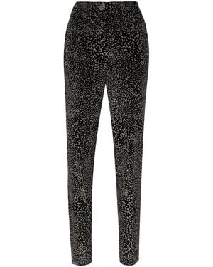 Genny Animalier Velvet Trousers - Black