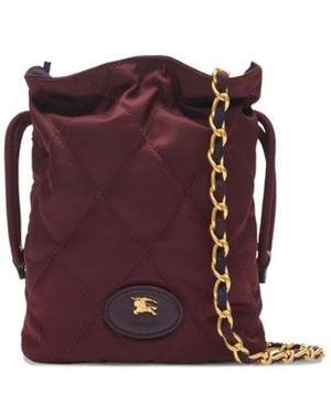 Burberry Quilted Chain-Strap Mini Bucket Bag - Purple
