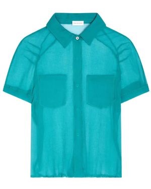 Dries Van Noten Fitted Silk Shirt - Blue